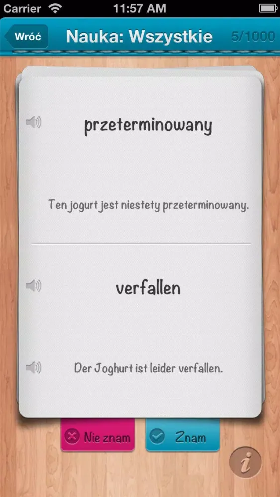 iFiszki Niemiecki 1000 najważniejszych słówek FREE Screenshots
