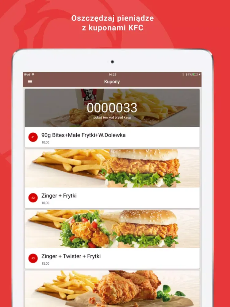 Ảnh chụp màn hình của KFC Polska iPad 