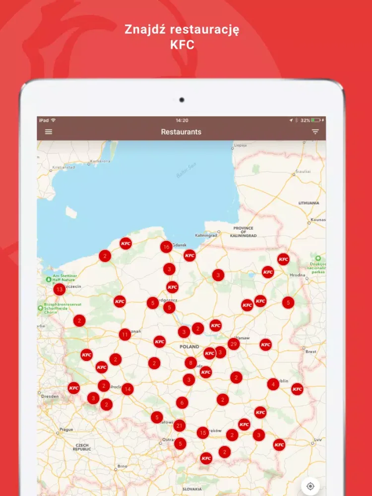 Ảnh chụp màn hình của KFC Polska iPad 