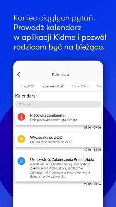 Tangkapan layar Kidme Work - dla pracowników