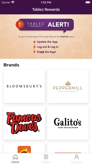 Tablez Rewards Screenshots