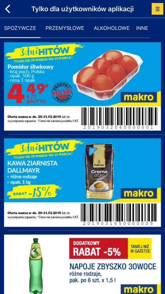 Capturas de tela do MAKRO
