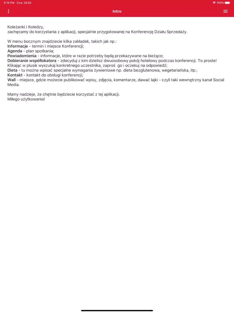Ảnh chụp màn hình của Konferencja DHL iPad 
