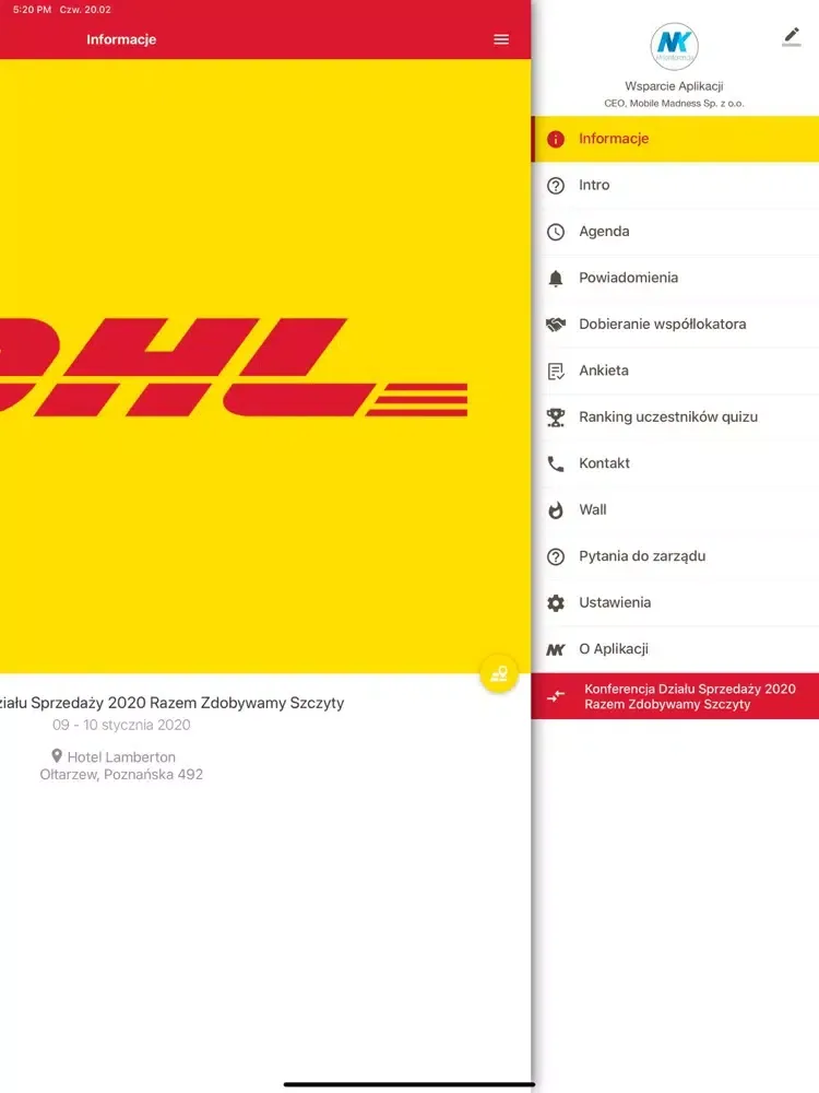 Ảnh chụp màn hình của Konferencja DHL iPad 