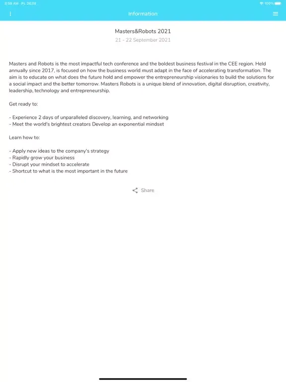 Masters&Robots Conference App iPad 应用截图