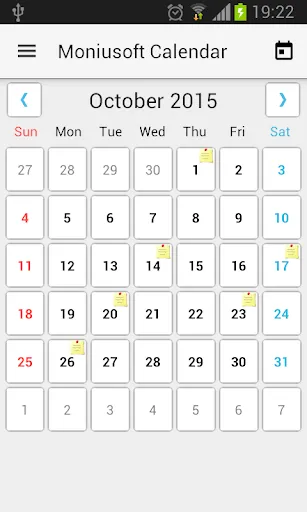 Tangkapan skrin Moniusoft Calendar
