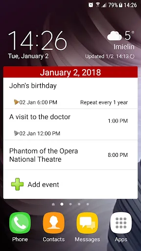 Tangkapan skrin Moniusoft Calendar