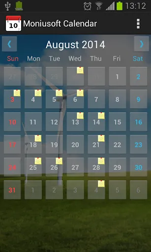 Tangkapan skrin Moniusoft Calendar