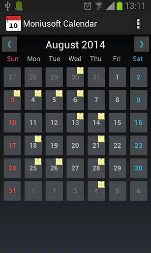Tangkapan skrin Moniusoft Calendar