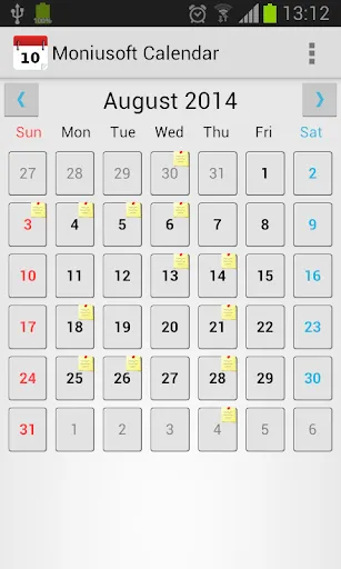 Tangkapan skrin Moniusoft Calendar