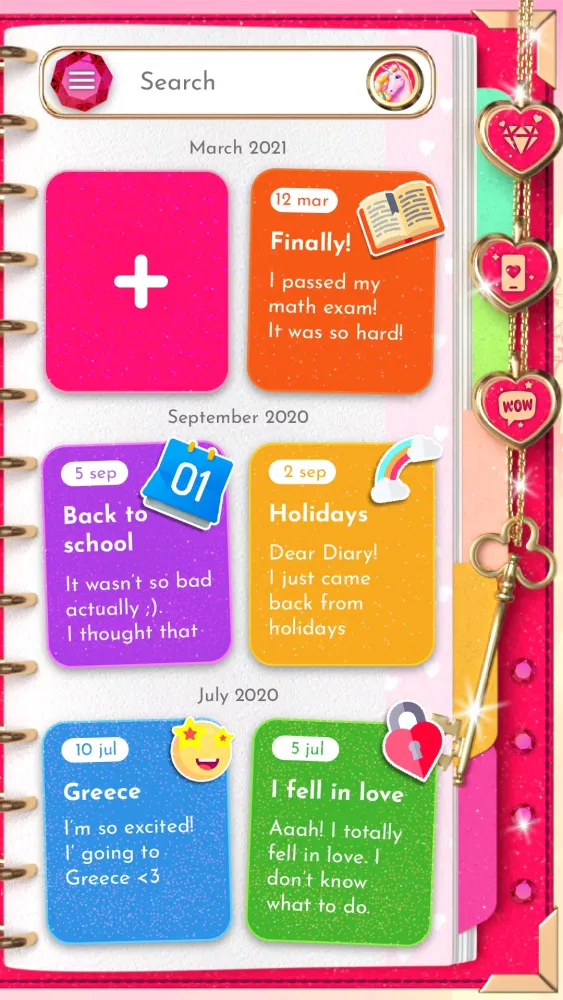 Unicorn Diary Screenshots