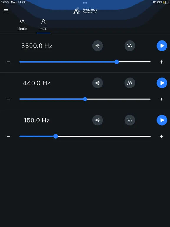 Tangkapan layar Frequency Generator (Sound) iPad 