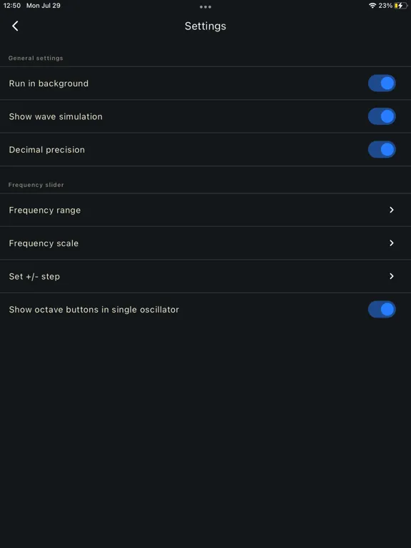 Tangkapan layar Frequency Generator (Sound) iPad 