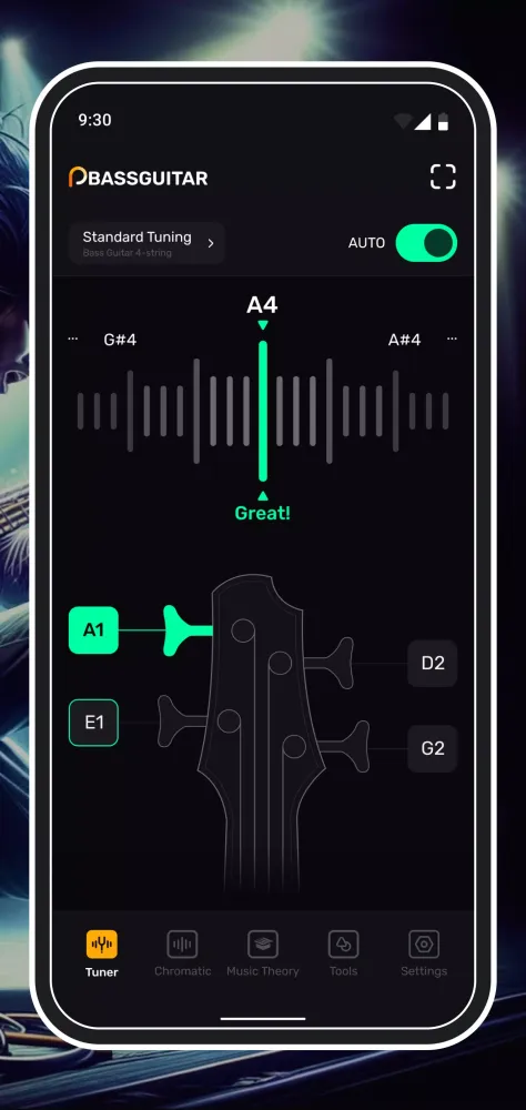 Perfect Bass Guitar Tuner Ekran Görüntüleri