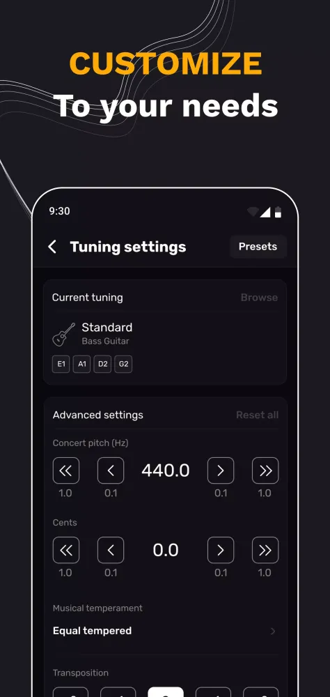 Perfect Bass Guitar Tuner Ekran Görüntüleri