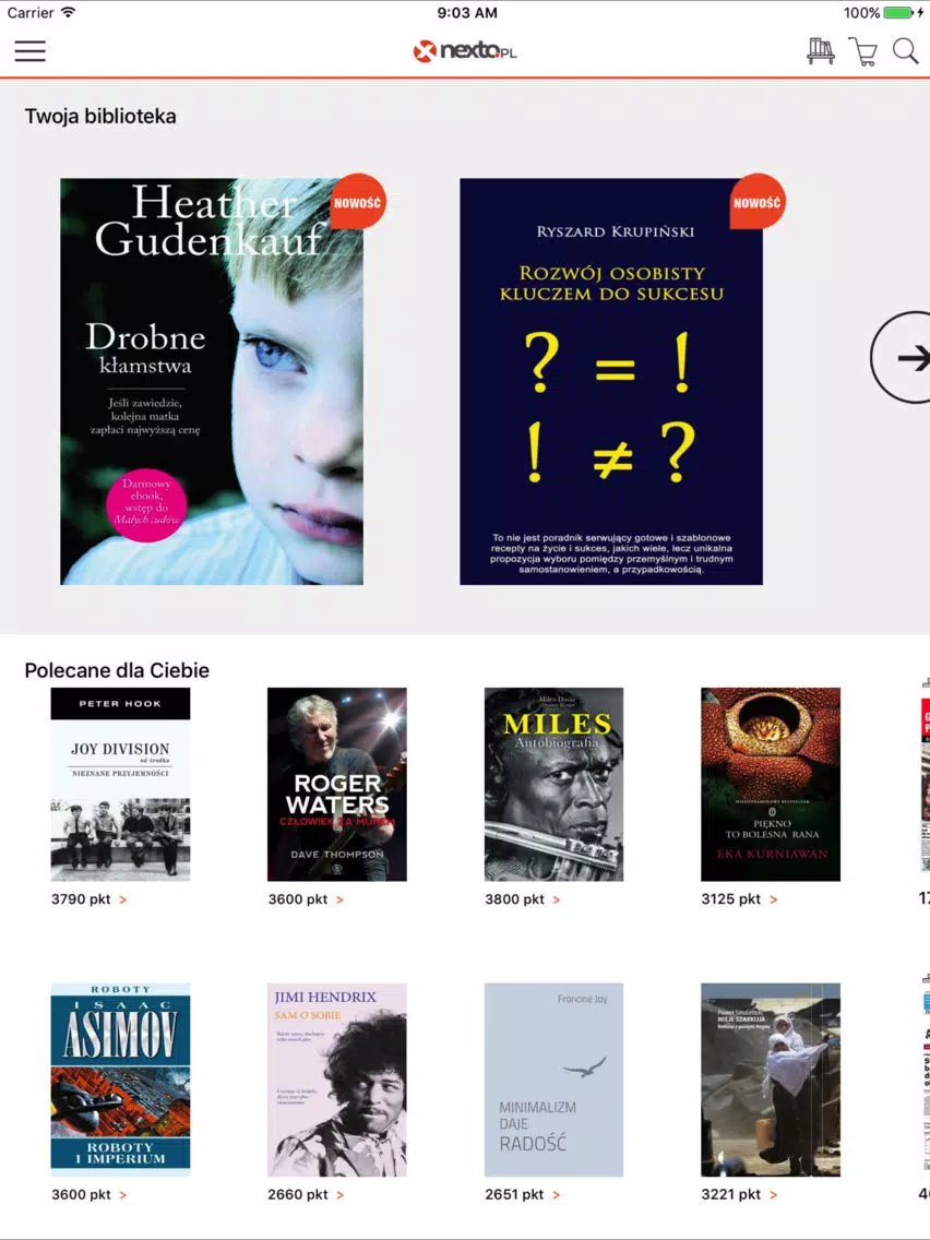 Zrzuty ekranu Nexto Reader iPad 