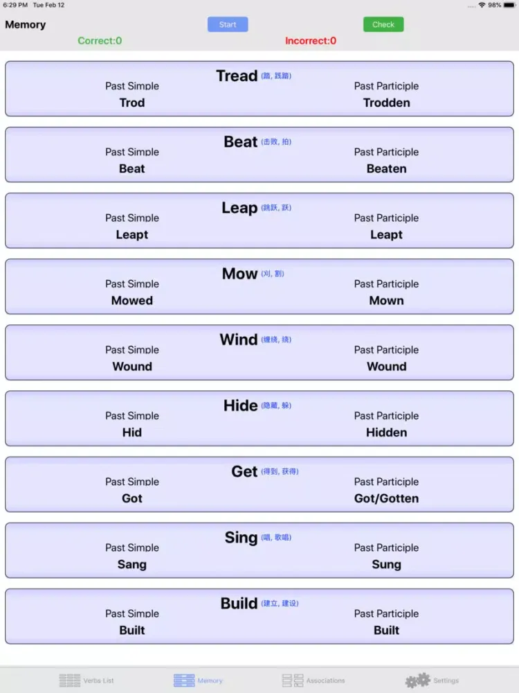 不规则动词 - ENG - iVerbs iPad  Screenshots