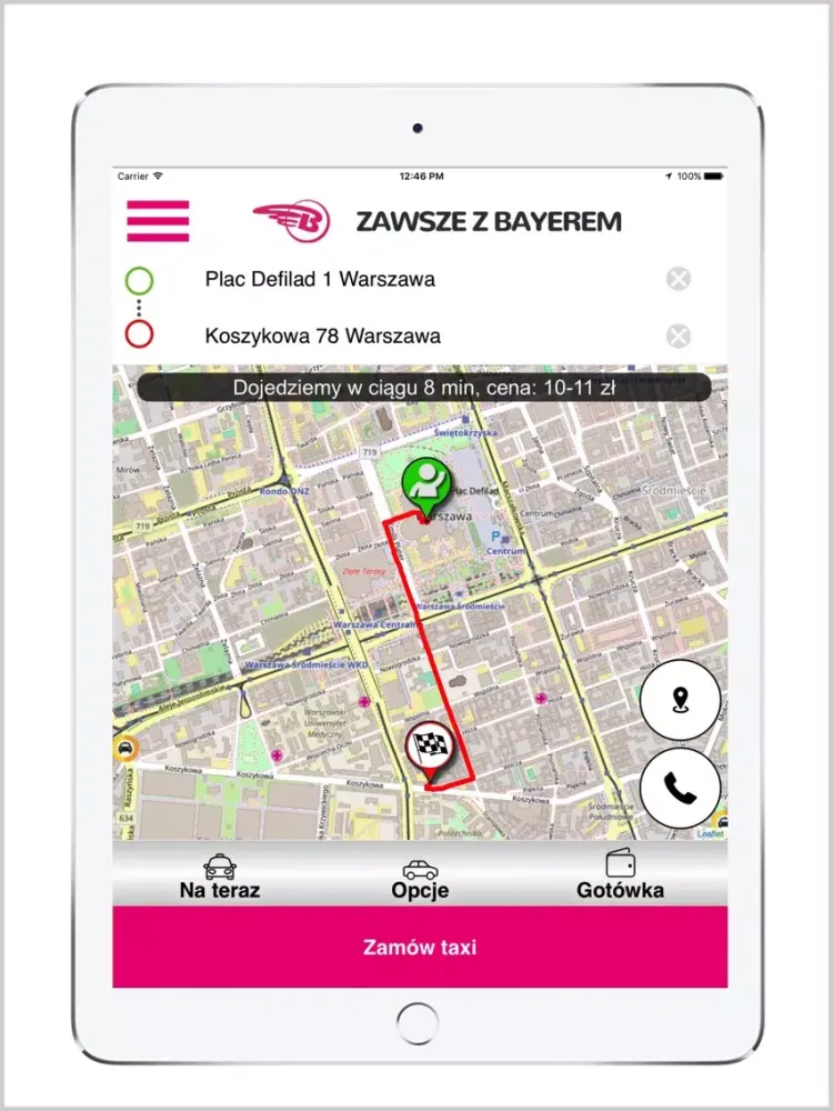 BAYER TAXI Warszawa 22 19 667 iPad  Screenshots