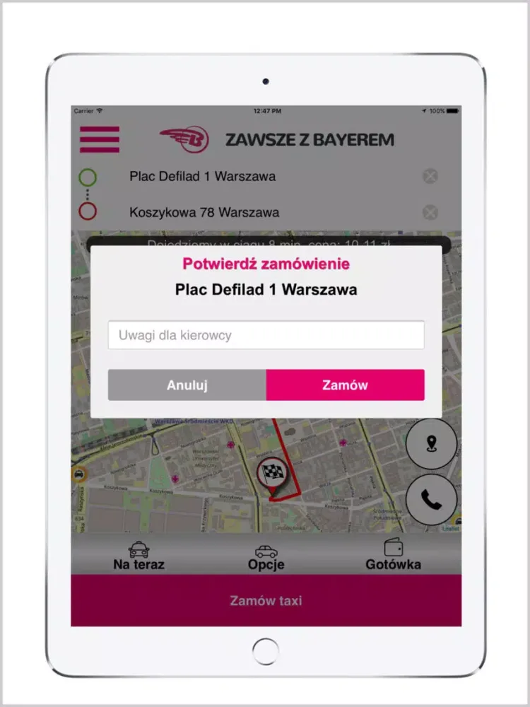 BAYER TAXI Warszawa 22 19 667 iPad  Screenshots