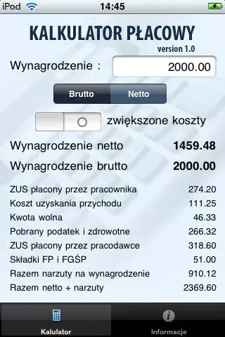 Kalkulator płacowy سکرین شاٹس