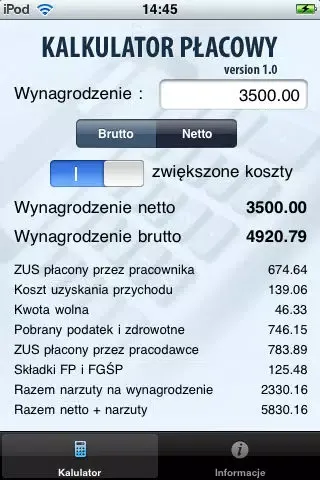 Kalkulator płacowy سکرین شاٹس