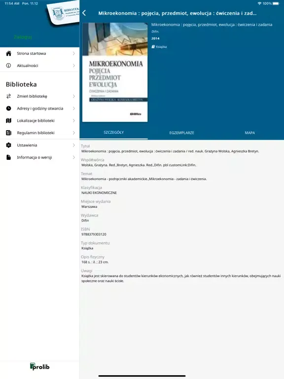 Tangkapan skrin AJP Gorzów - mProlib iPad 