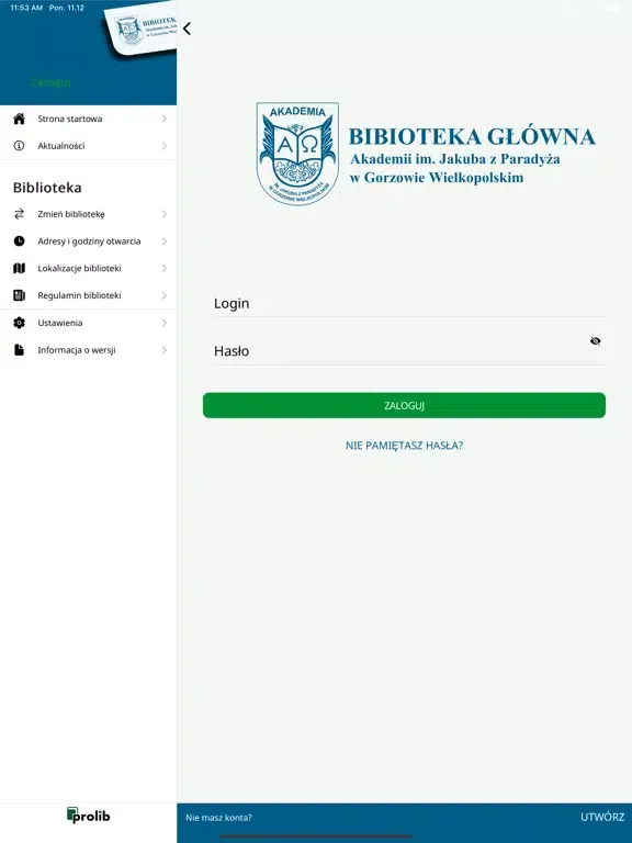 Tangkapan skrin AJP Gorzów - mProlib iPad 