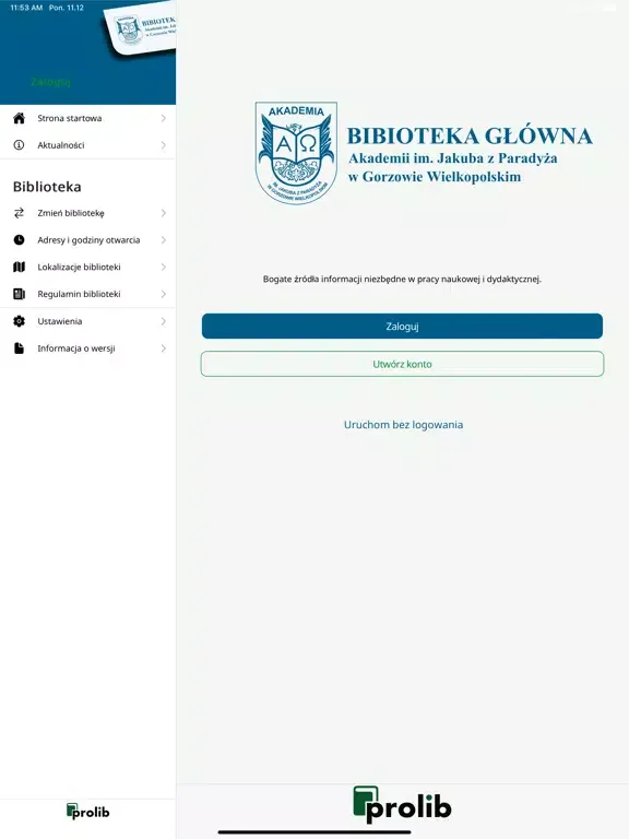 Tangkapan skrin AJP Gorzów - mProlib iPad 