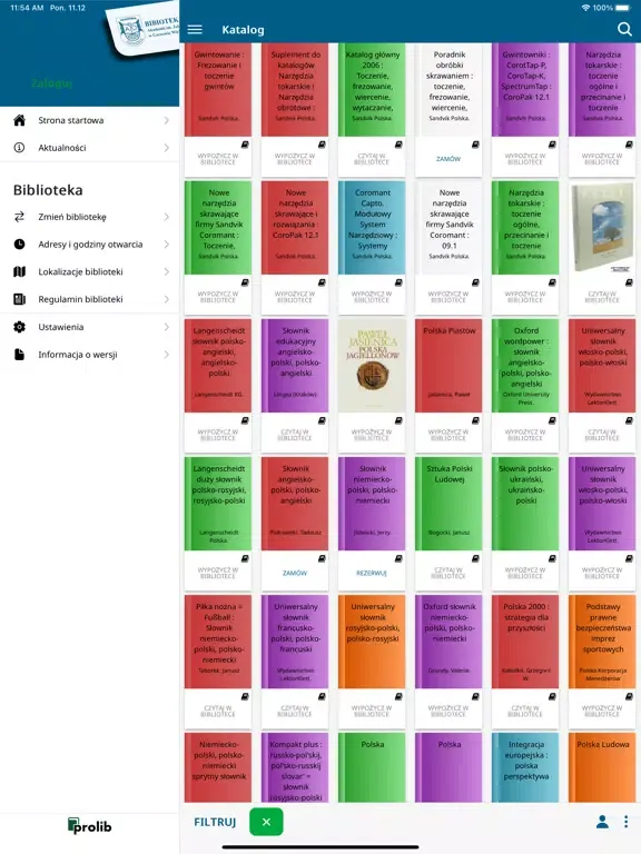 Tangkapan skrin AJP Gorzów - mProlib iPad 