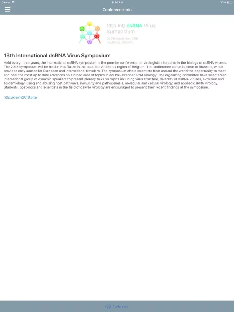 Capturas de pantalla de dsRNA Virus Symposium 2018 iPad 