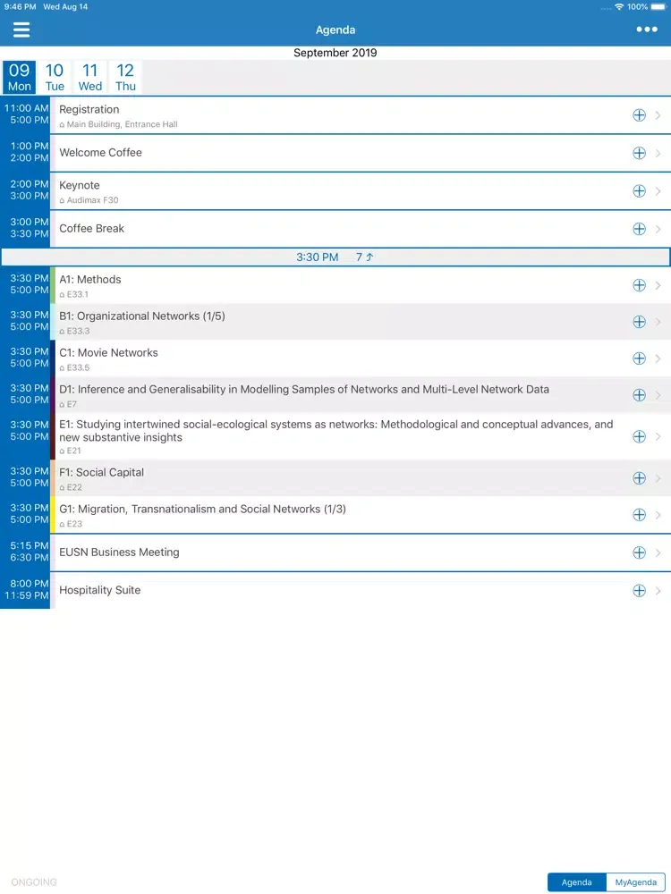 Capturas de pantalla de EUSN 2019 conference app iPad 