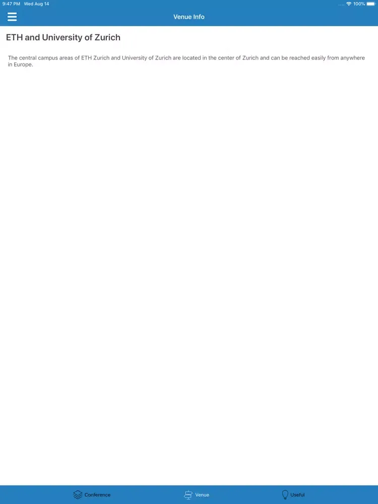 Capturas de pantalla de EUSN 2019 conference app iPad 