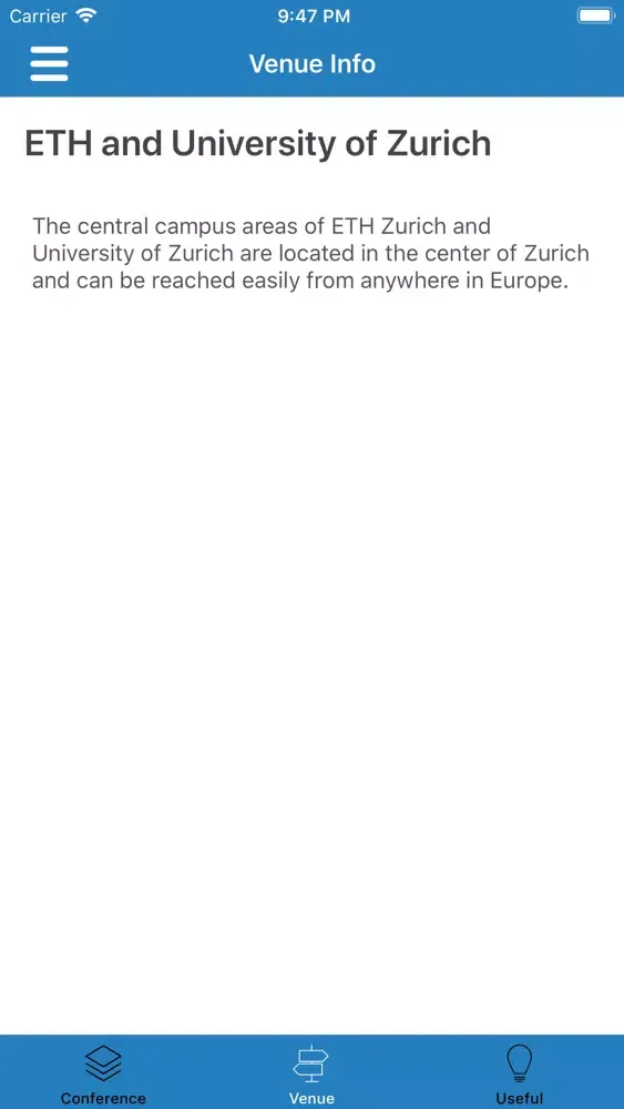Capturas de pantalla de EUSN 2019 conference app