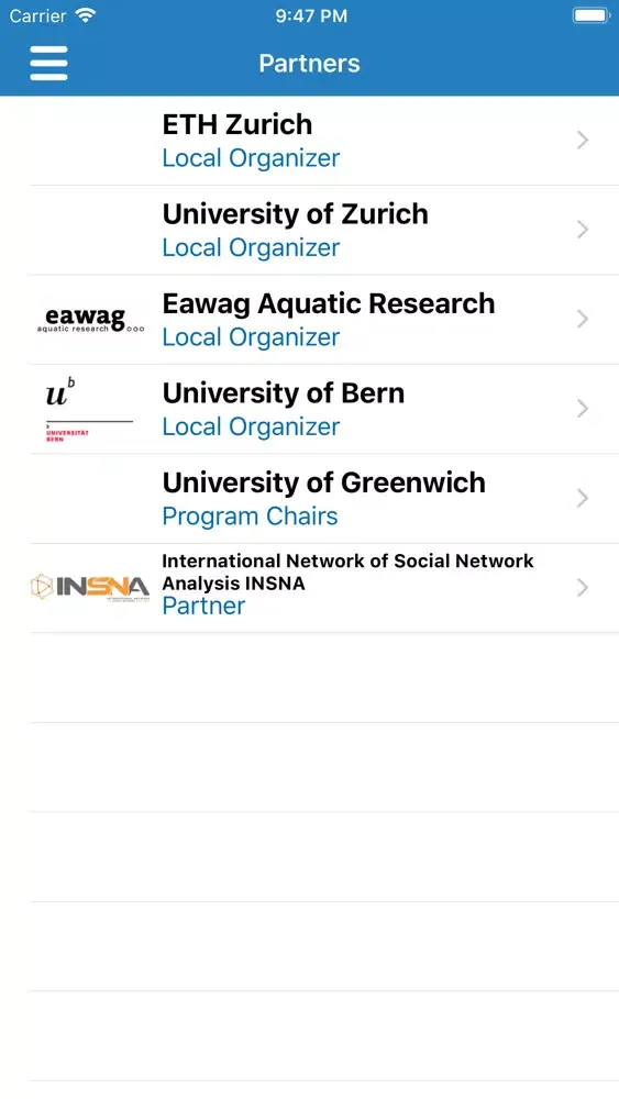 Capturas de pantalla de EUSN 2019 conference app