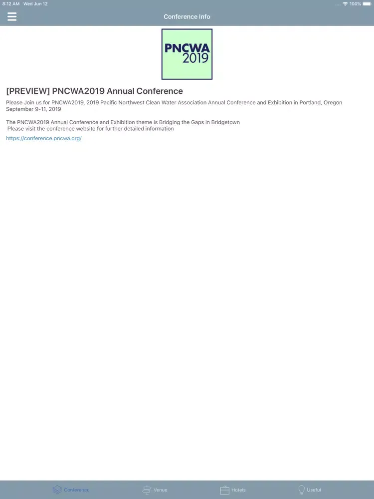 PNCWA2019 Annual Conference iPad Ekran Görüntüleri