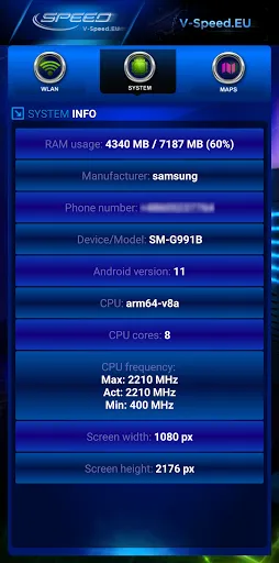 Zrzuty ekranu V-SPEED Speed Test