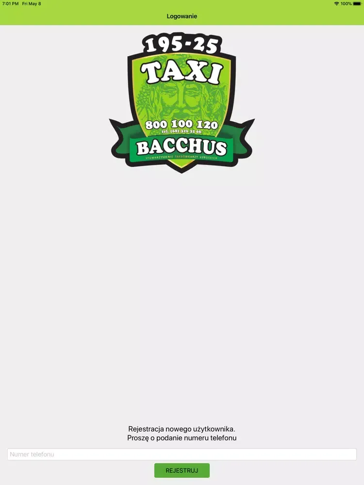 Tangkapan skrin Bacchus Taxi Zielona Góra iPad 