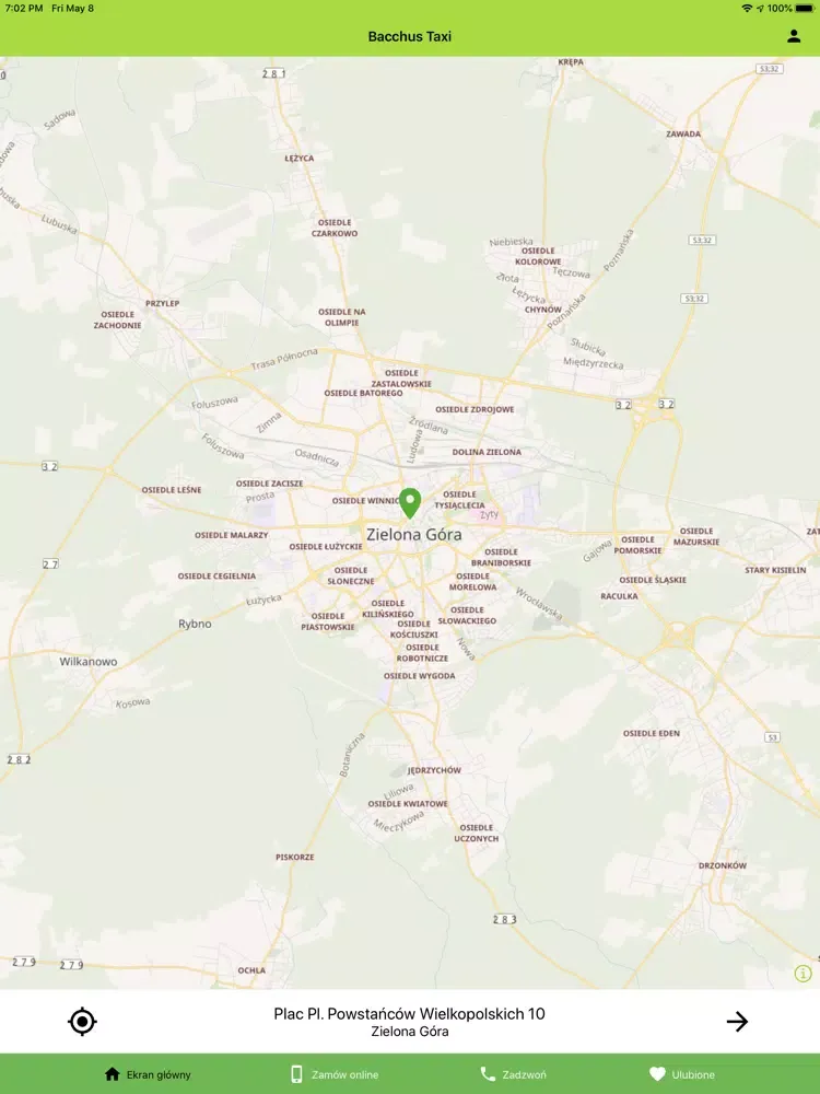 Tangkapan skrin Bacchus Taxi Zielona Góra iPad 