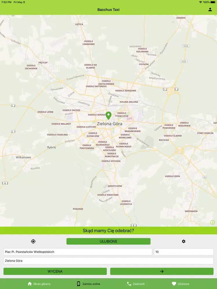 Tangkapan skrin Bacchus Taxi Zielona Góra iPad 