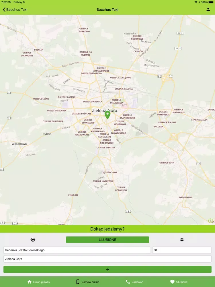 Tangkapan skrin Bacchus Taxi Zielona Góra iPad 