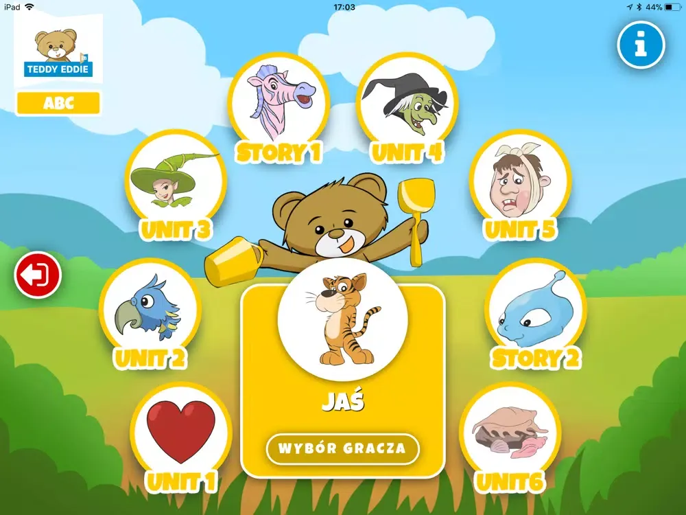 Tangkapan layar Teddy Eddie Playground ABC iPad 
