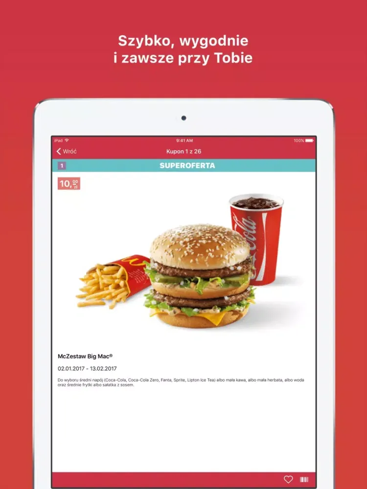 Ảnh chụp màn hình của Kupony do McDonald's iPad 