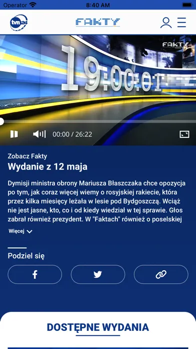 Captures d'écran de Fakty TVN