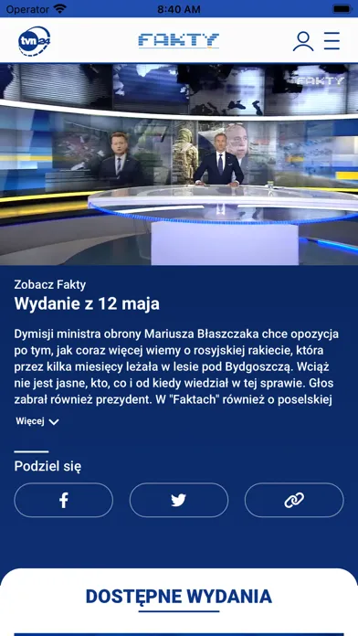 Captures d'écran de Fakty TVN