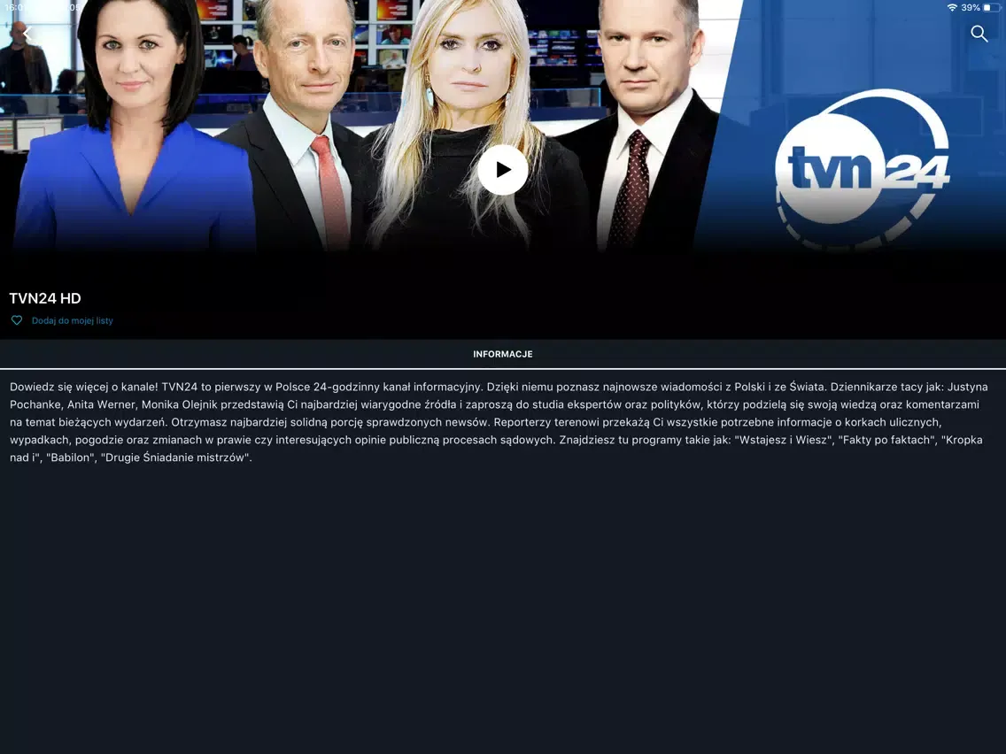 TVN24 GO iPad  Ekran Görüntüleri