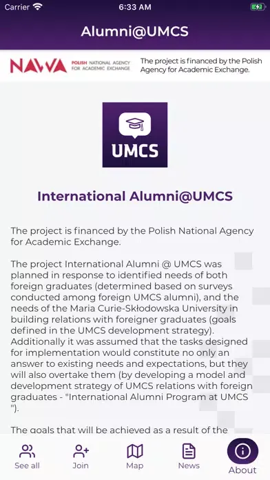 Captures d'écran de International Alumni@UMCS