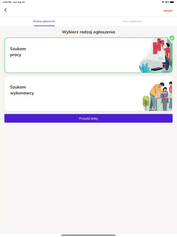 Tangkapan layar woyo iPad 