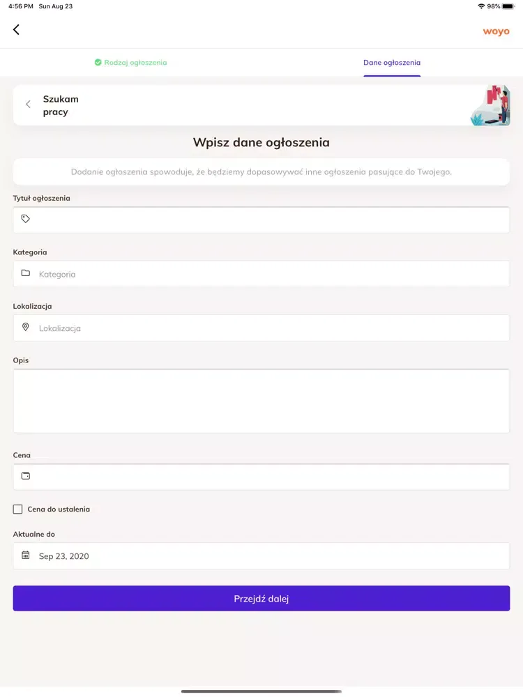 Tangkapan layar woyo iPad 