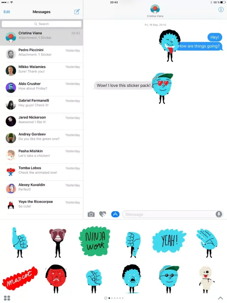 Capturas de tela do Mascot Stickers iPad 