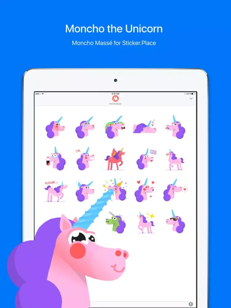 Capturas de pantalla de Moncho the Unicorn – Animated Stickers iPad 